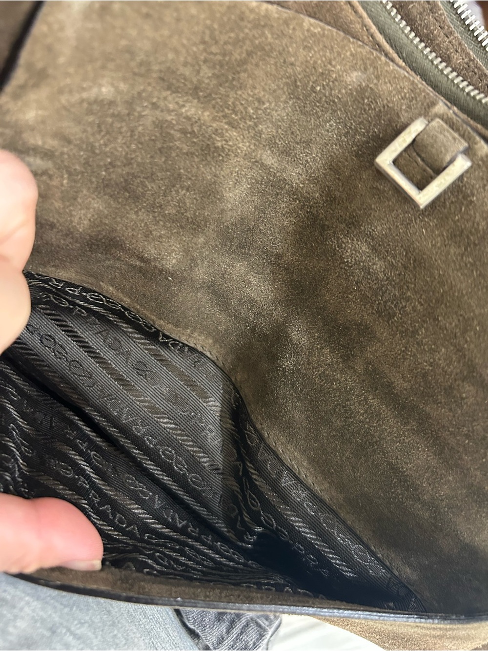 Vintage and Authentic Prada Brown Suede Shoulder Bag - Picture 8 of 12